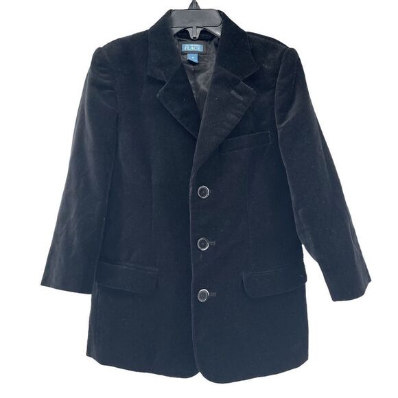 The Children’s Place Kid’s Black Velvet Velour Single Breasted Blazer Jacket 4 - Picture 1 of 14